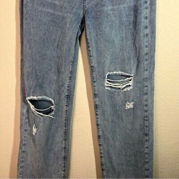 Dazy Womens Wide Leg Jeans Light Wash Distressed‎ Cotton Denim Size Large - Picture 3 of 9